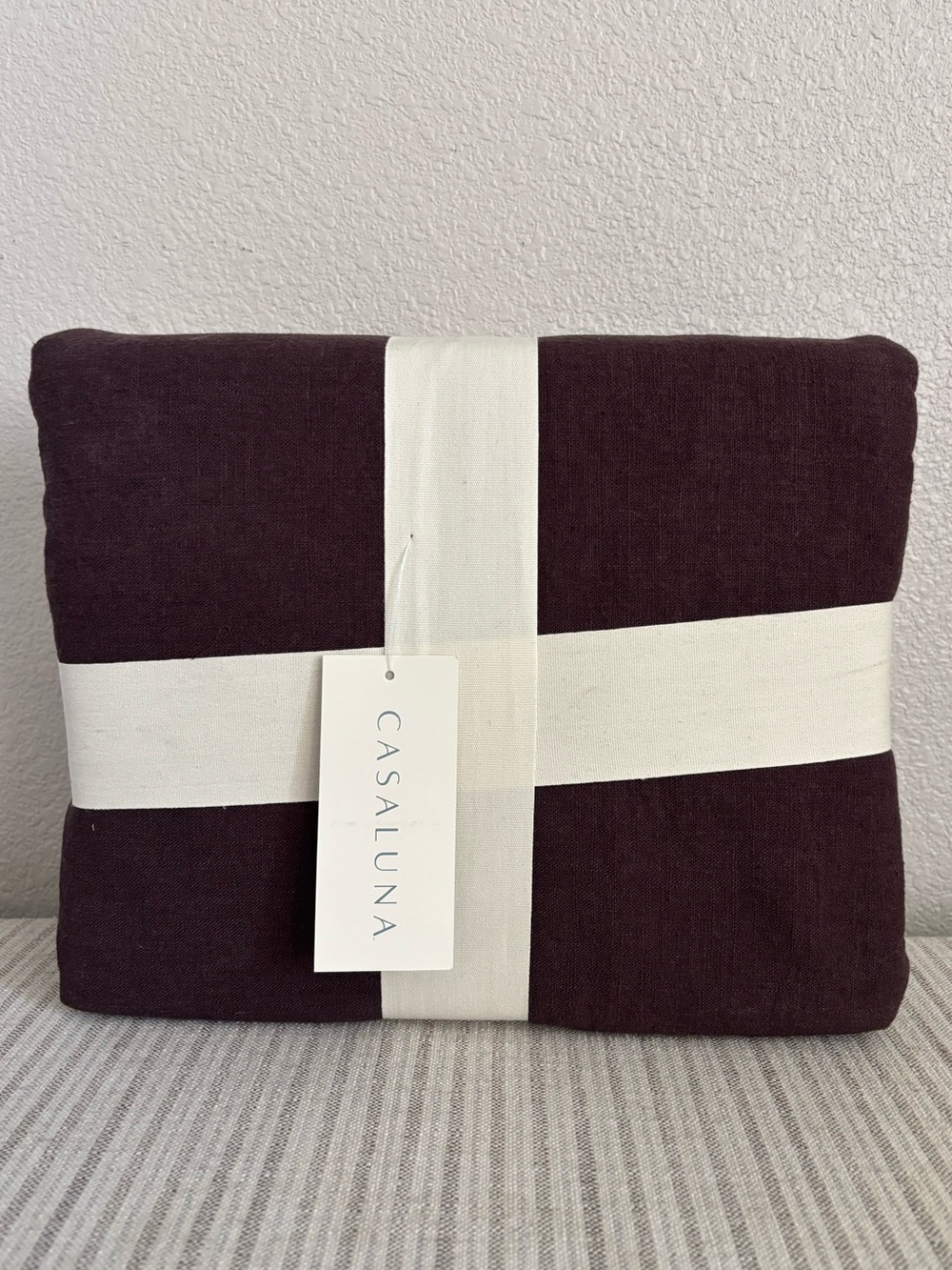 NWT Full/Queen Heavyweight Linen Blend Duvet Cover and Sham Set Dark Fig